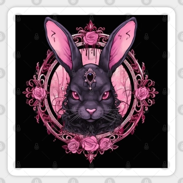 Black Evil Rabbit Sticker by Enchanted Reverie